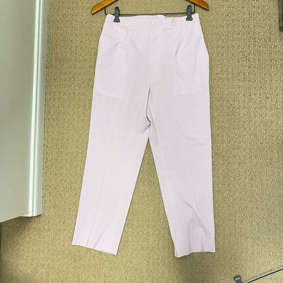 Vintage High-Waisted Zipper Button Trousers Lavender Pink - Picture 6 of 9